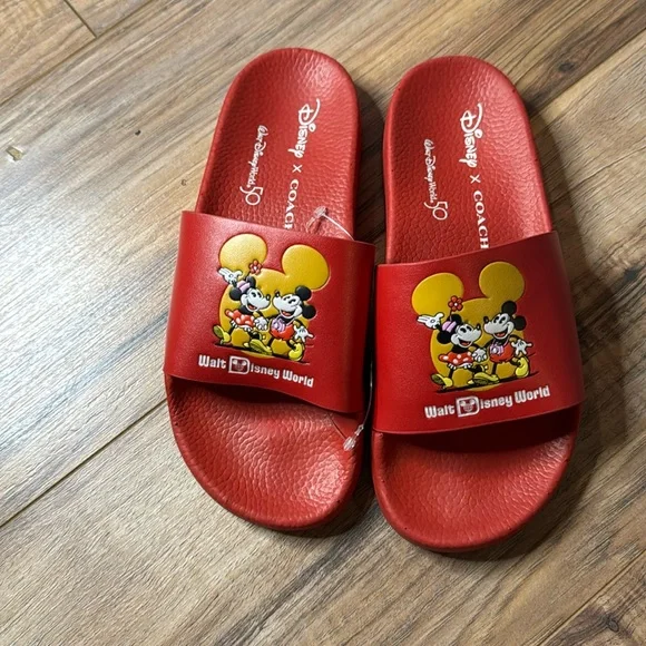Disney 50th anniversary red slides unisex COACH*(sz7)Disney X Mickey/Minnie Slide RED Walt Disney  main image 3
